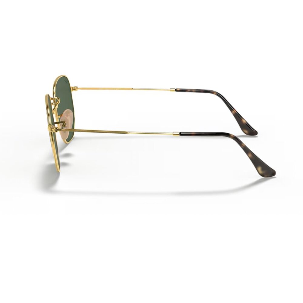 Ray-Ban Hexagonal Sunglasses Green Lenses Gold Metal Frame Adjustable Nosepads - Picture 4 of 13